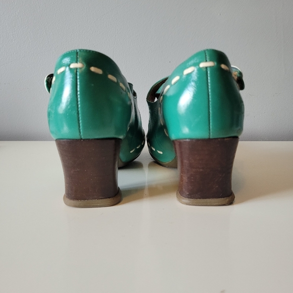 Fluevog Operetta Malibran Criss-Cross Strap Mary Jane Heels,Turquoise, Size 8.5 - Picture 9 of 11